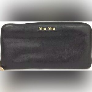 MIU MIU Logo Leather Zip Around Long Walllet